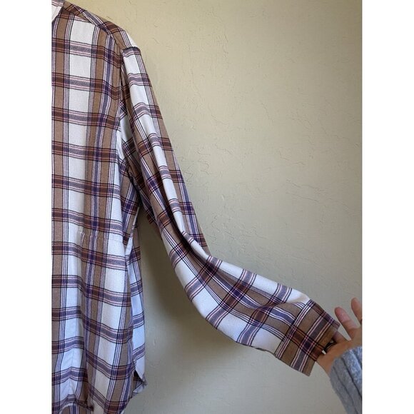 JACHS Girlfriend White Pink Plaid XL Button Up Collared Flannel Shirt - Picture 6 of 10